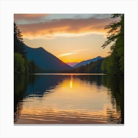 Sunset Over A Lake 1 Canvas Print