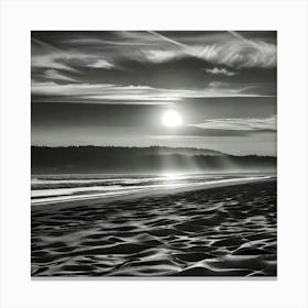 Black And White Beach Scene 2 Canvas Print