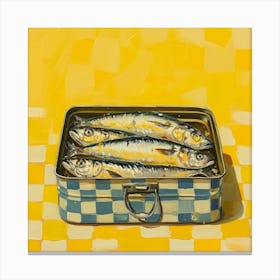 Sardines In A Tin Checkerboard Yellow Canvas Print