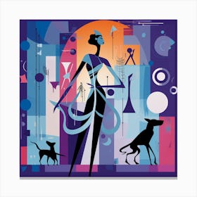 Woman And Her Dog Canvas Print