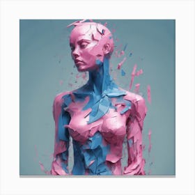 Deconstructed Blue And Pink Figure 6 Canvas Print