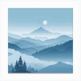 Misty mountains background in blue tone 9 Canvas Print