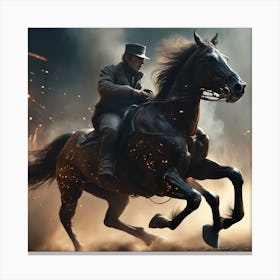 Man Riding A Horse Canvas Print