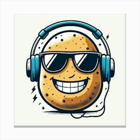 Potato With Headphones Canvas Print