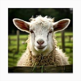 Fur Pet Cute Wool Farm Animal Wood Countryside Head Shot Country Head Graze Mammal Green (7) Canvas Print