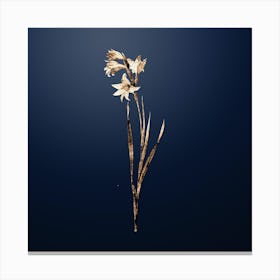 Gold Botanical Painted Lady on Midnight Navy Canvas Print