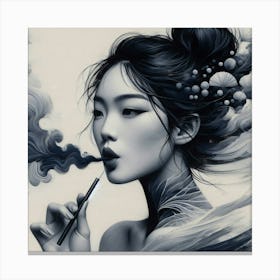 Geisha Creative Illustration Artwork 11 Canvas Print