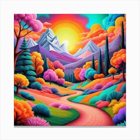 Psychedelic Landscape Painting Canvas Print