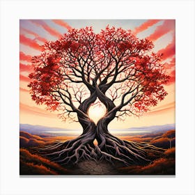 Tree Of Life, Two Intertwined Trees Growing Together Symbolizing Enduring Love And Partnership 2 Canvas Print