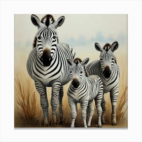 Zebra Family Bond Cute Safari Wildlife Art Canvas Print