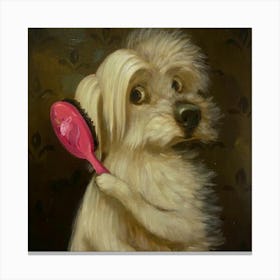 Dog Brushing Canvas Print