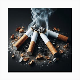 Smoking Cigarettes On Black Background 1 Canvas Print