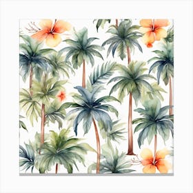 Summer tropical pattern with palm trees 3 Canvas Print