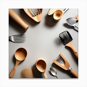 Wooden Kitchen Utensils Canvas Print