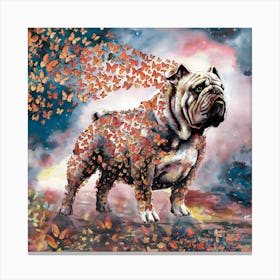 Bulldog With Butterflies Canvas Print