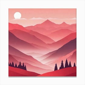 Misty mountains background in red tone 35 Canvas Print