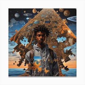 Man Standing In Front Of A Puzzle Canvas Print