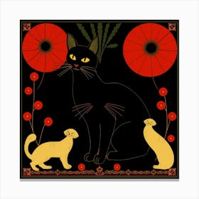 Cat And Poppy Canvas Print