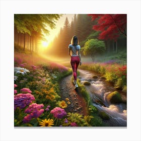 Walking Beside The Wild Flowers Canvas Print