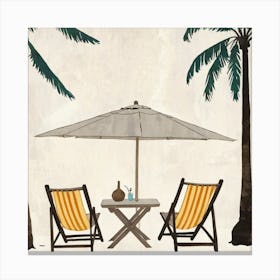 Beach Chairs And Umbrella 8 Canvas Print