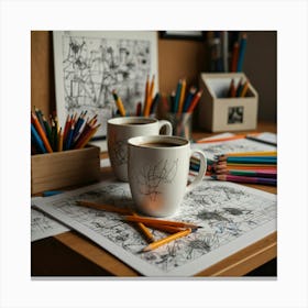 Coffee And Pencils 3 Canvas Print