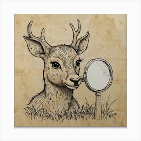 Deer With Magnifying Glass 2 Canvas Print