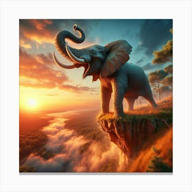 Elephant On The Cliff Canvas Print