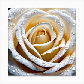 White Rose With Water Droplets Canvas Print
