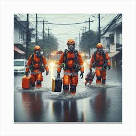 Flooded Street In Thailand Canvas Print