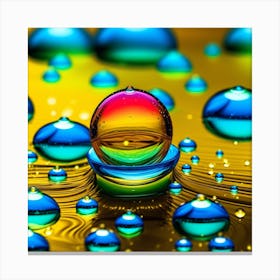 Rainbow Water Drops Canvas Print