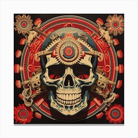 Skull With Gears Canvas Print