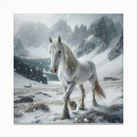 White Horse In Winter 1 Canvas Print