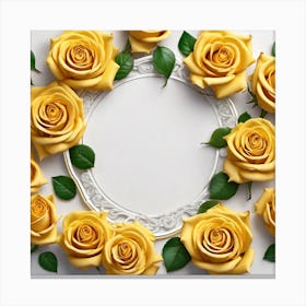 Yellow Roses On White Background Canvas Print