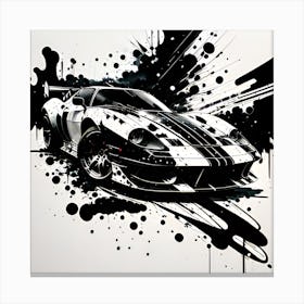 Black And White Car Painting 1 Canvas Print