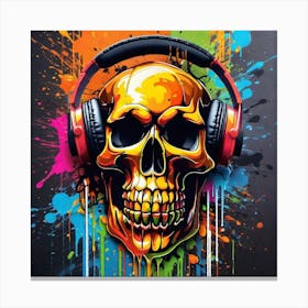 Skull With Headphones 75 Canvas Print