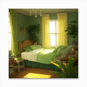 Green Bedroom 1 Canvas Print