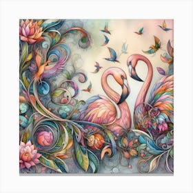 Colorful Flamingos 1 Canvas Print