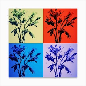 Andy Warhol Style Pop Art Flowers Lobelia Square Canvas Print