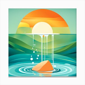 Sunset Over The Water VECTOR ART Canvas Print