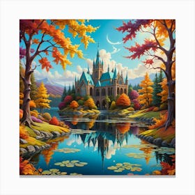 Castle By The Lake Canvas Print