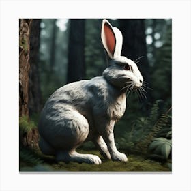 White Rabbit In The Forest 12 Canvas Print