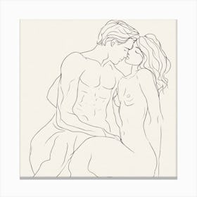 Nude Couple Kissing drawing 2 Canvas Print