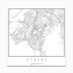 Athens Greece Street Map Canvas Print