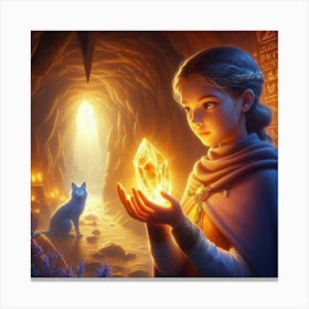 Girl Holding A Crystal Canvas Print