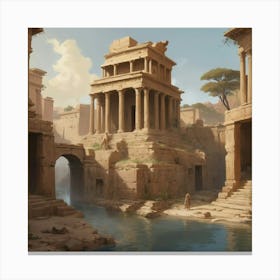 Egyptian City Art Print 1 Canvas Print