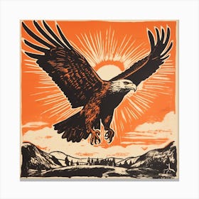 Retro Bird Lithograph Eagle Canvas Print