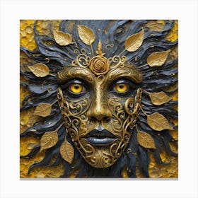 Golden Sun Face Canvas Print