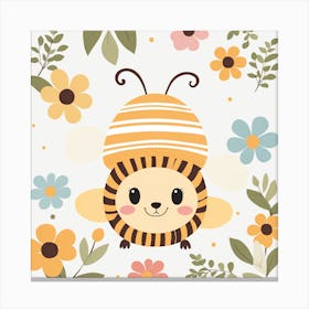 Floral Baby Bee Nursery Illustration (14) Canvas Print
