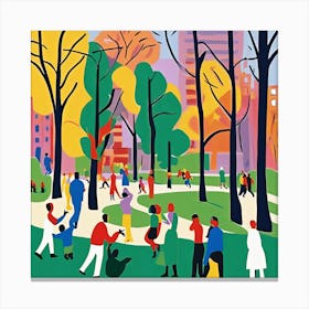 Urban Park Scene in Style of Matisse Canvas Print