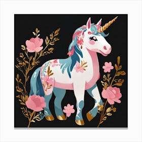 Unicorn With Flowers 1 Canvas Print